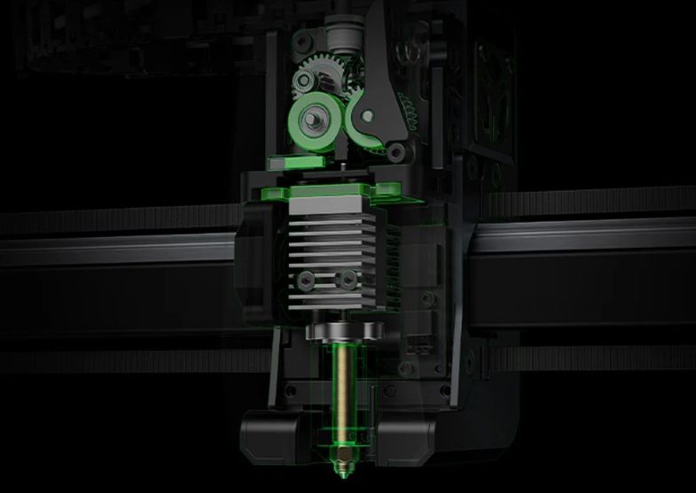 Детальний вигляд екструдера прямої подачі нового покоління з датчиками шляху філаменту.